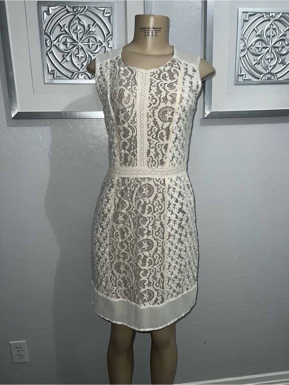 Chelsea & Violet Ivory Lace Shift Mini Dress